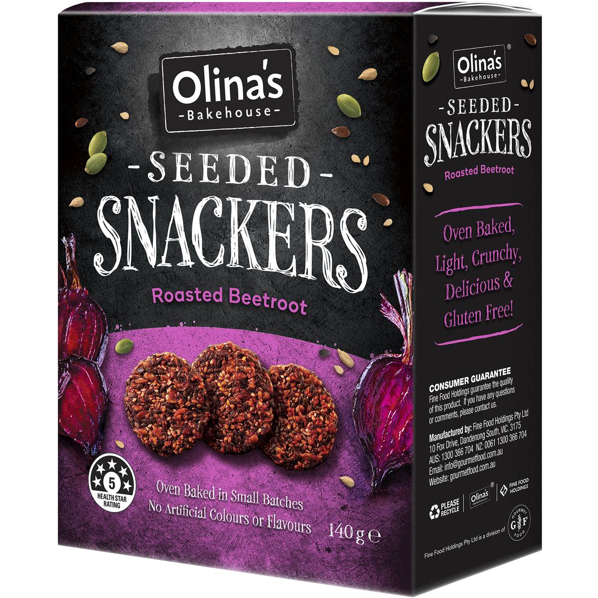 Olina's Seeded Snackers Roasted Beetroot 140g