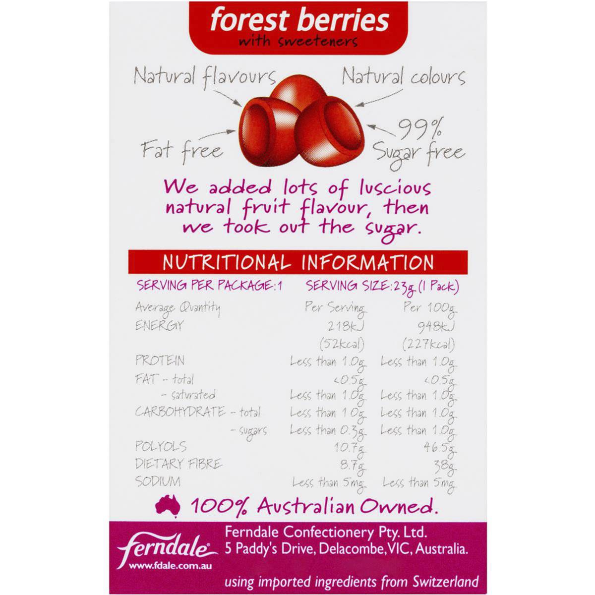 Jols Sugar Free & Fat Free Fruit Pastilles Forest Berries 23g