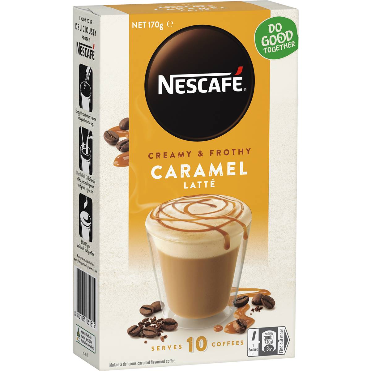 Nescafe Coffee Sachets Caramel Latte 10pk