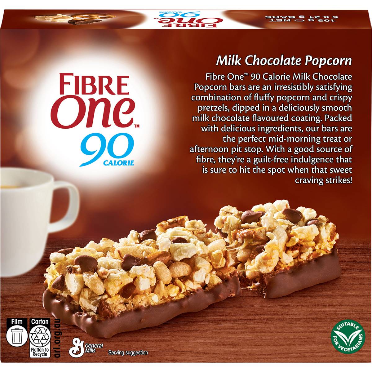 Fibre One Milk Chocolate Popcorn Bars 105g