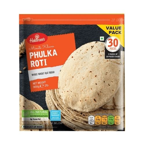 Haldiram's Phulka Roti Whole Wheat Flat Bread 12pc