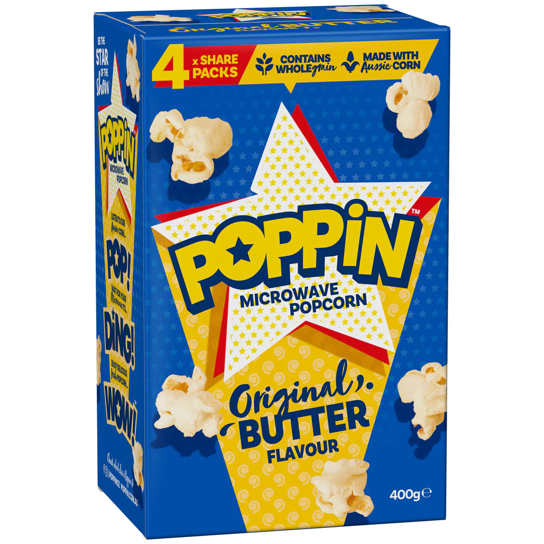 Poppin Microwave Popcorn Butter 400g