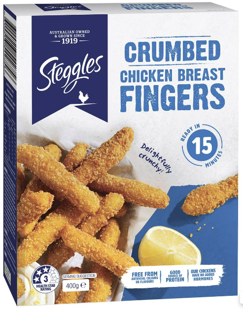 Steggles Crumbed Chicken Breast Fingers 400g