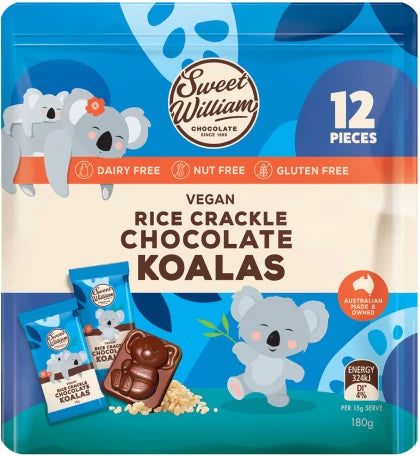 Sweet William Rice Crackle Chocolate Koalas Gluten Free 180g