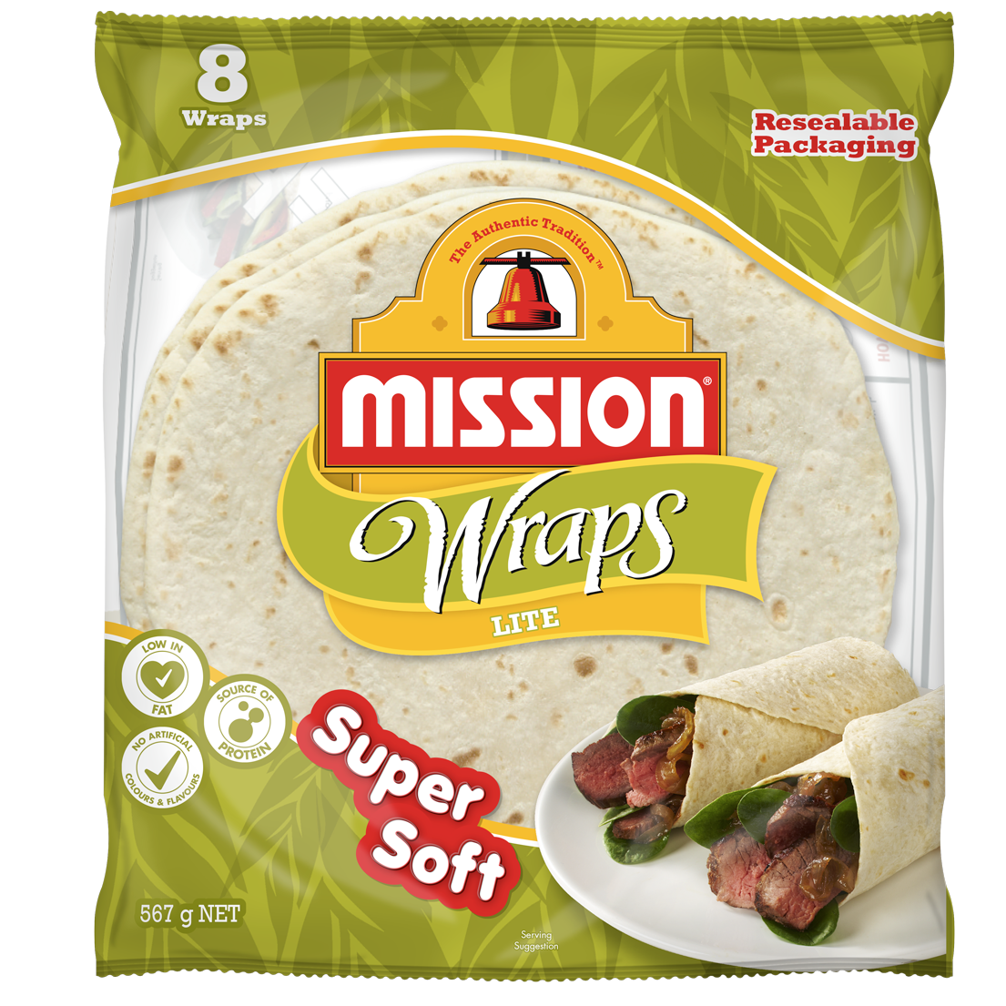 Mission Wraps Lite Super Soft 8pk 567g