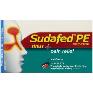 Sudafed PE Sinus & Pain relief 10's