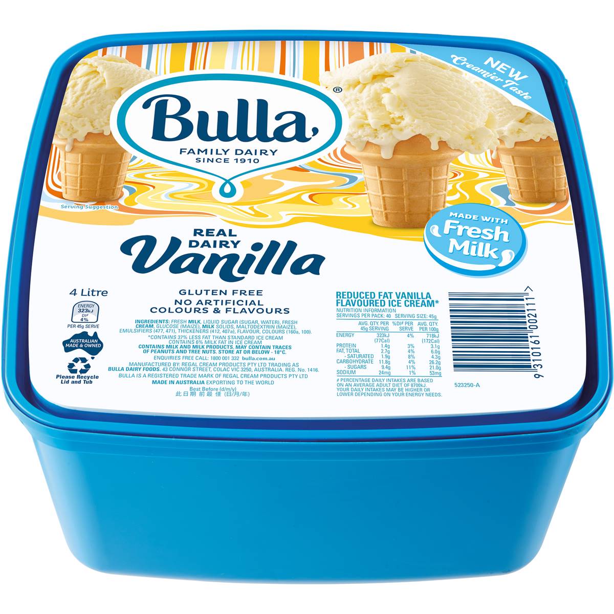 Bulla Real Dairy Vanilla Ice Cream 4L