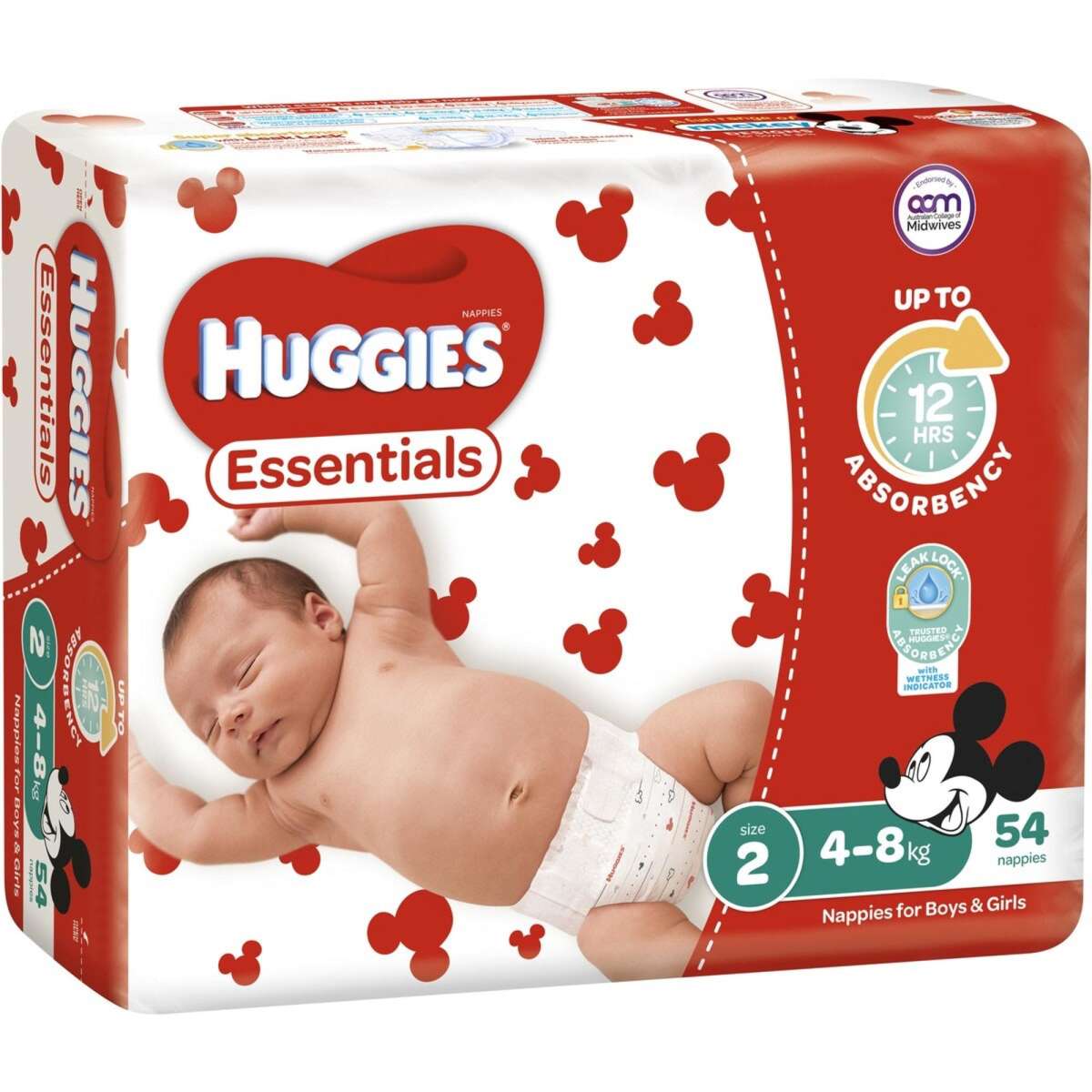 Huggies Essentials Nappy Size 2 Infant 4-8 kg 54 pk