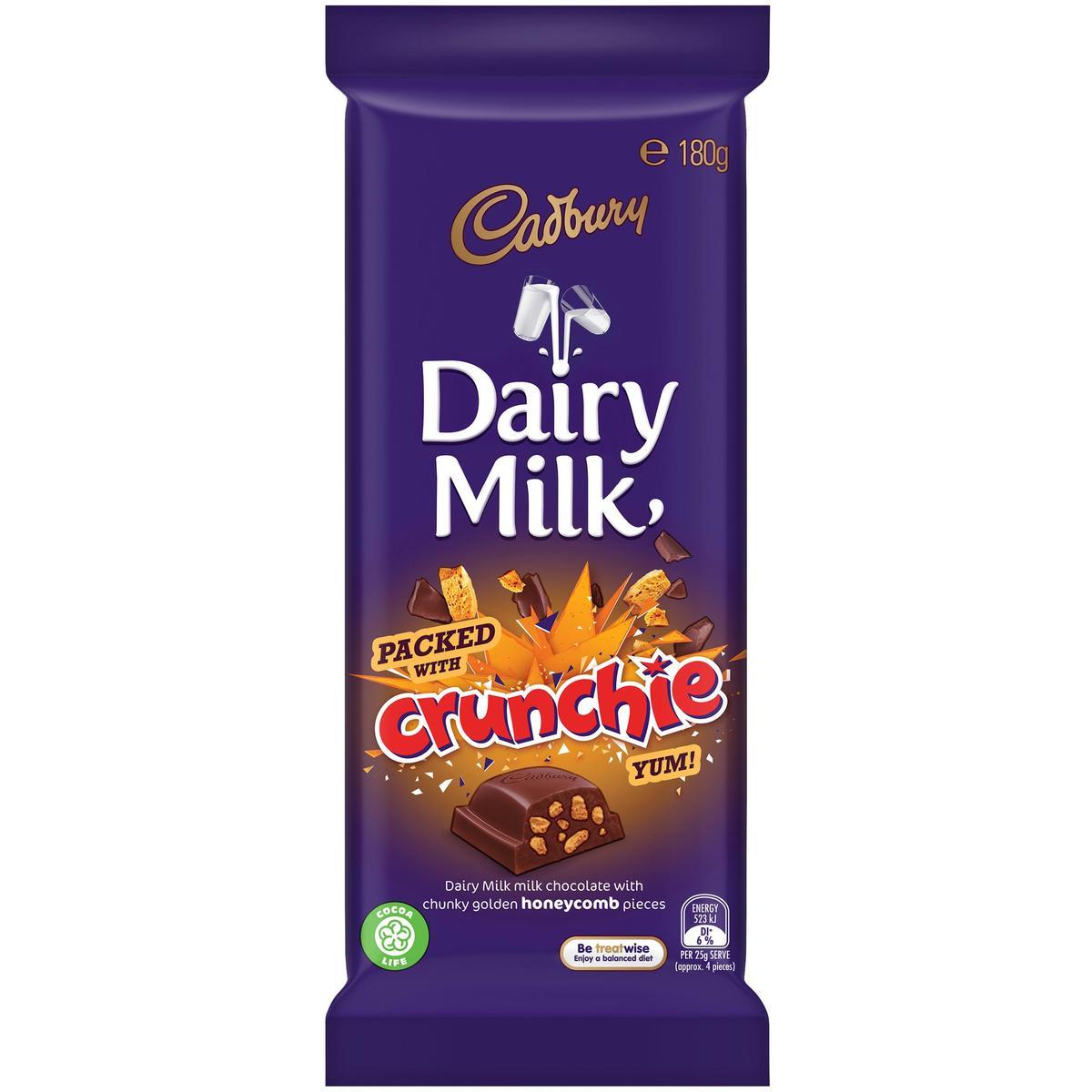 Cadbury Dairy Milk Crunchie Chocolate Block 180g