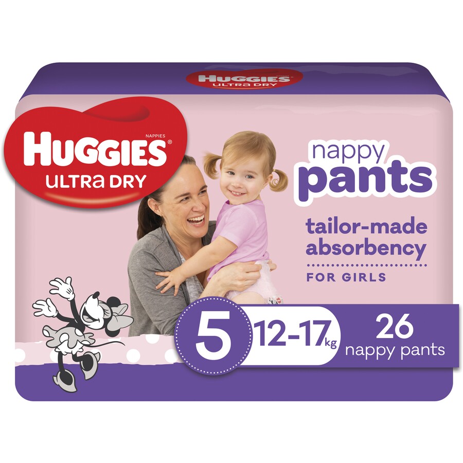 Huggies Nappy Pants Walker Girl 12-17 kg Size 5 26 pk