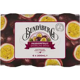 Bundaberg Passionfruit Sparkling Drink 200ml x6