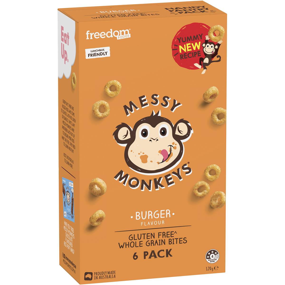 Freedom Foods Messy Monkeys Burger Flavour 6 pack 120g
