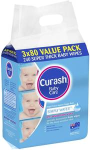 Curash Baby Wipes Simply Water 3x80 Pack