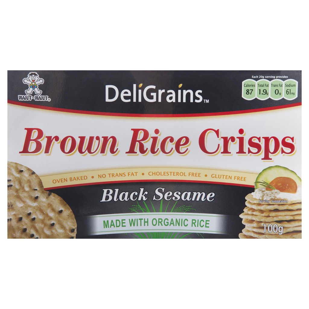 Deligrains Brown Rice Crisps Black Sesame 100g