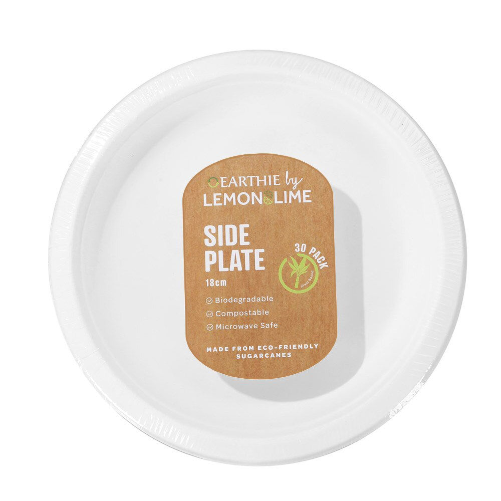 Lemon & Lime Disposable Side Plate White 18cm 30 Pack