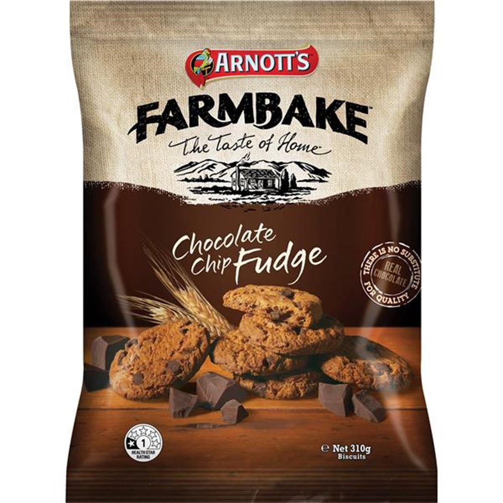 Arnotts Farmbake Chocolate Chip Fudge Biscuits 310g