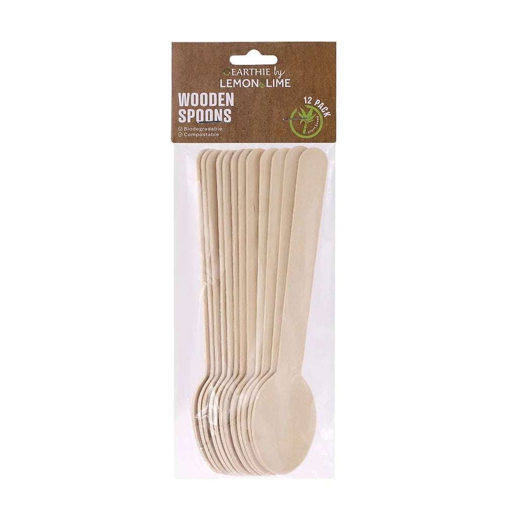 Lemon and Lime Eco Wooden Spoons 15.5cm 12Pk
