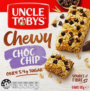 Uncle Tobys Chewy Choc Chip Muesli Bars 185g