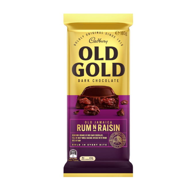 Cadbury Old Gold Jamaica Rum & Raisin Chocolate Block 180g