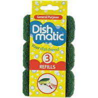 Dishmatic General Purpose Sponge Refills 3pk (green)
