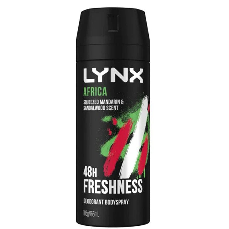 Lynx 100g Body Spray Deodorant Africa Mandarin & Sandalwood Scent