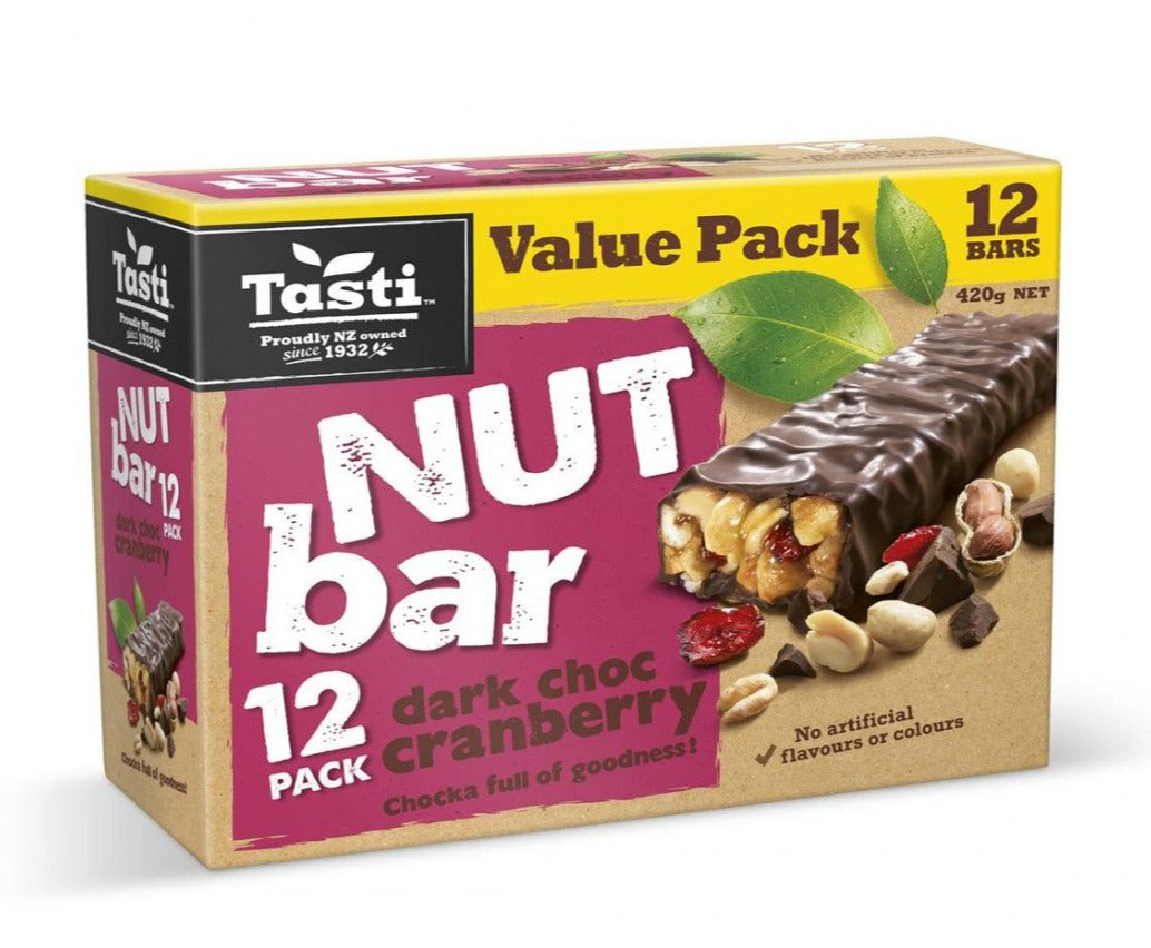 Tasti Nut Bar Dark Choc & Cranberry 420g