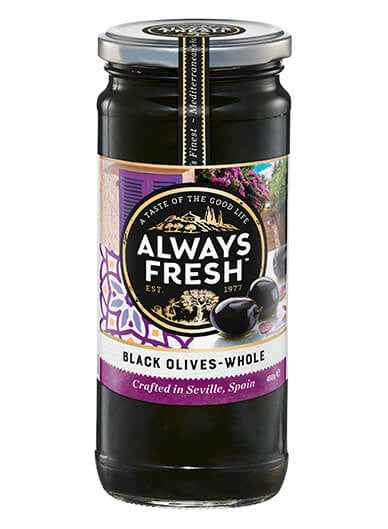 Always Fresh Whole Black Olives 450g