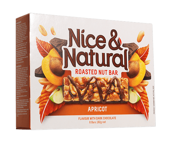 Nice & Natural Nut Bar Chocolate Apricot 6 Bars 180g