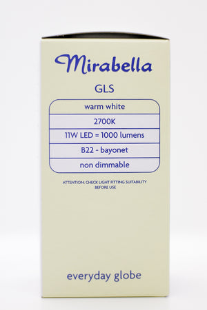 Mirabella LED Globe BC PRL 11W Warm White