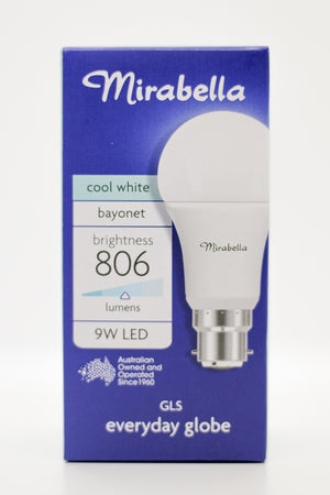 Mirabella LED Globe BC PRL 9W Cool White