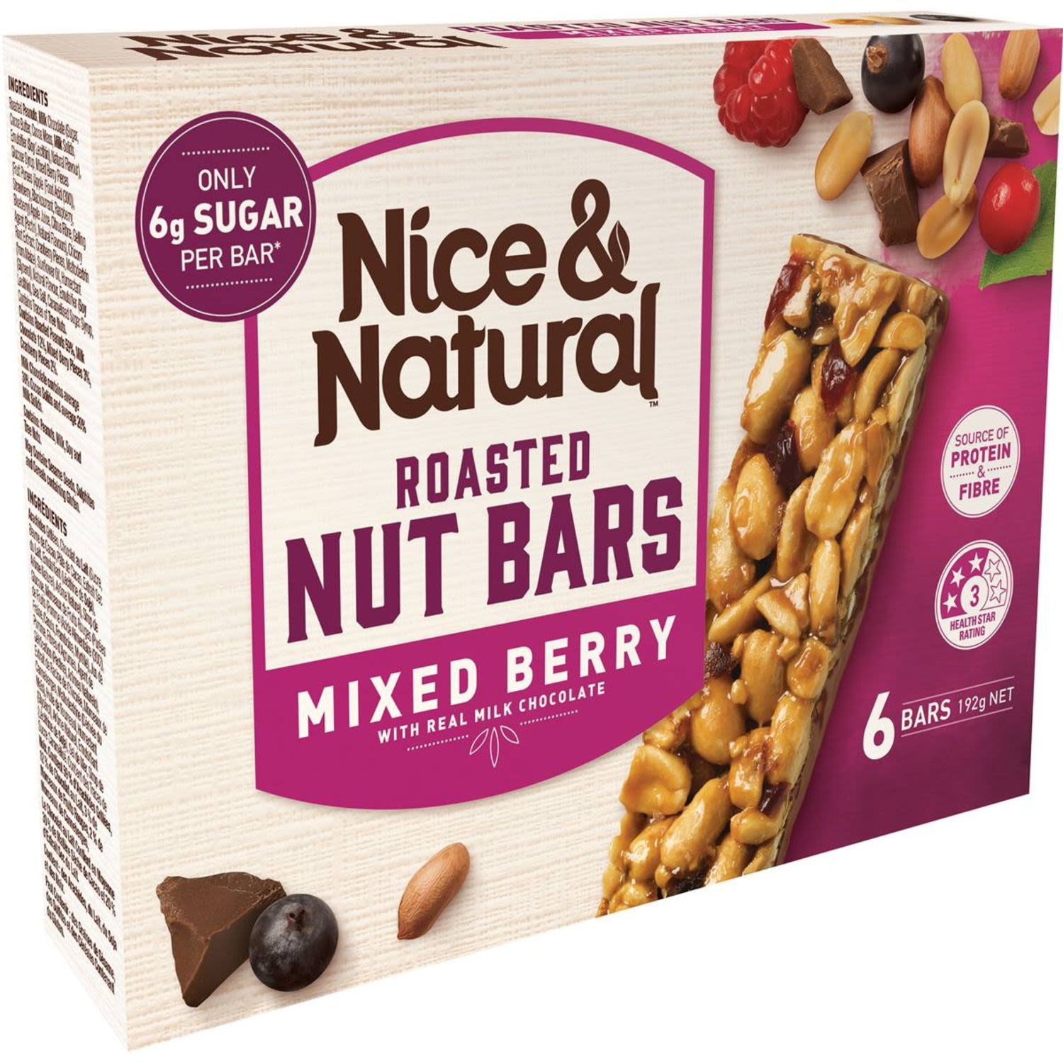 Nice & Natural Nut Bar Mixed Berry 6 Bars 192g