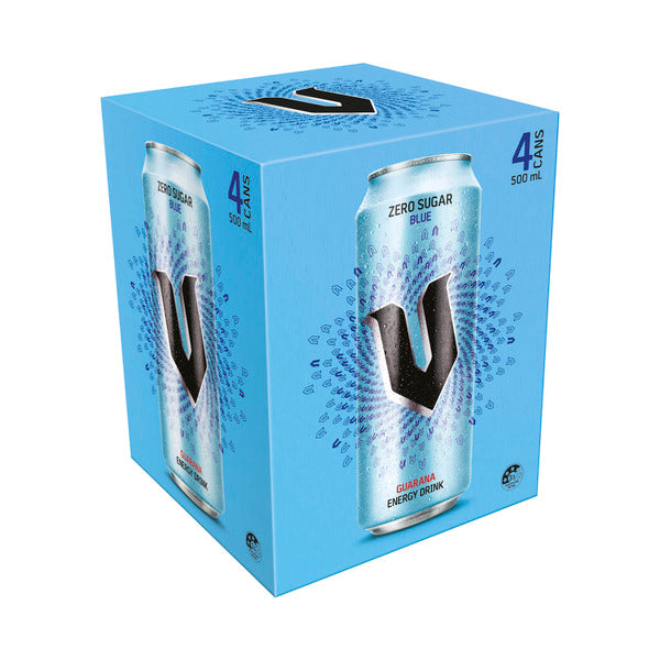 V Energy Drink Sugar Free Blue 4 x 500ml