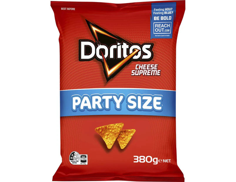 Doritos Corn Chips Cheese Supreme Party Size 380g