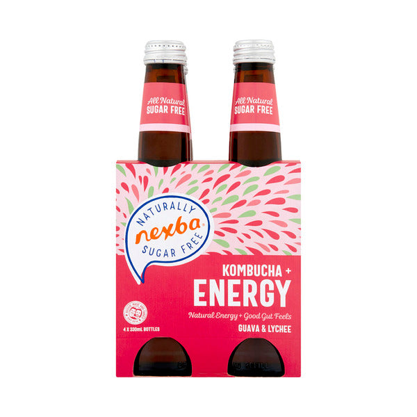 Nexba Kombucha + Energy Guava & Lychee 4x330ml