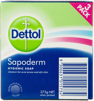 Dettol Sapoderm Medicated Soap 3pk 375g