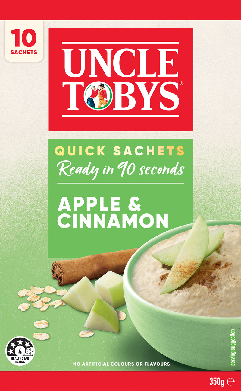 Uncle Tobys Quick Sachet Oats Apple & Cinnamon 10pk 350g