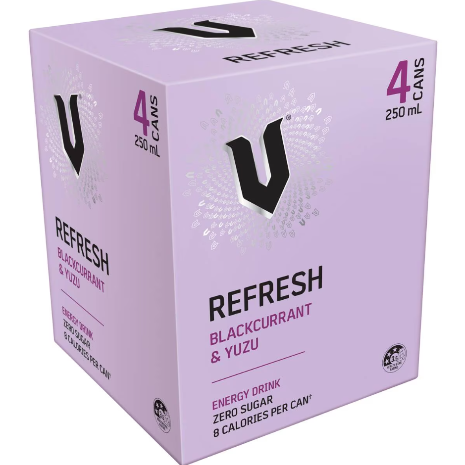 V Energy Drink Blackcurrant Yuzu 4 x 250ml