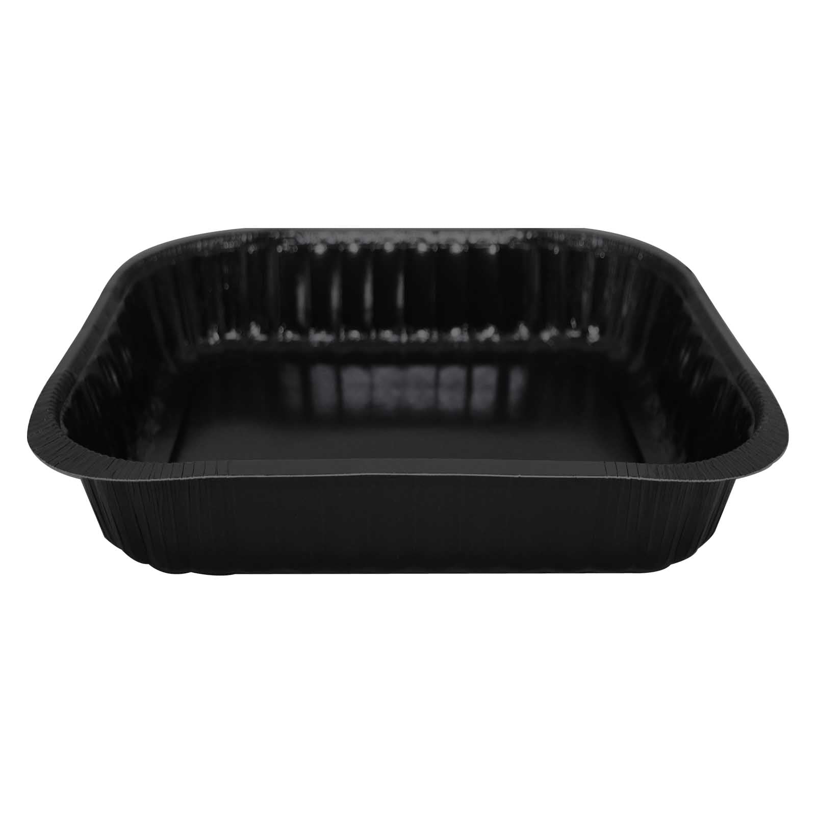 Dualpak Tray Fluted Oblong Black Small with Lid