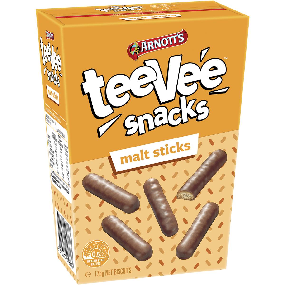Arnotts Teevee Snacks Biscuits Malt Sticks 175g