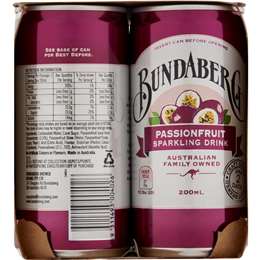 Bundaberg Passionfruit Sparkling Drink 200ml x6