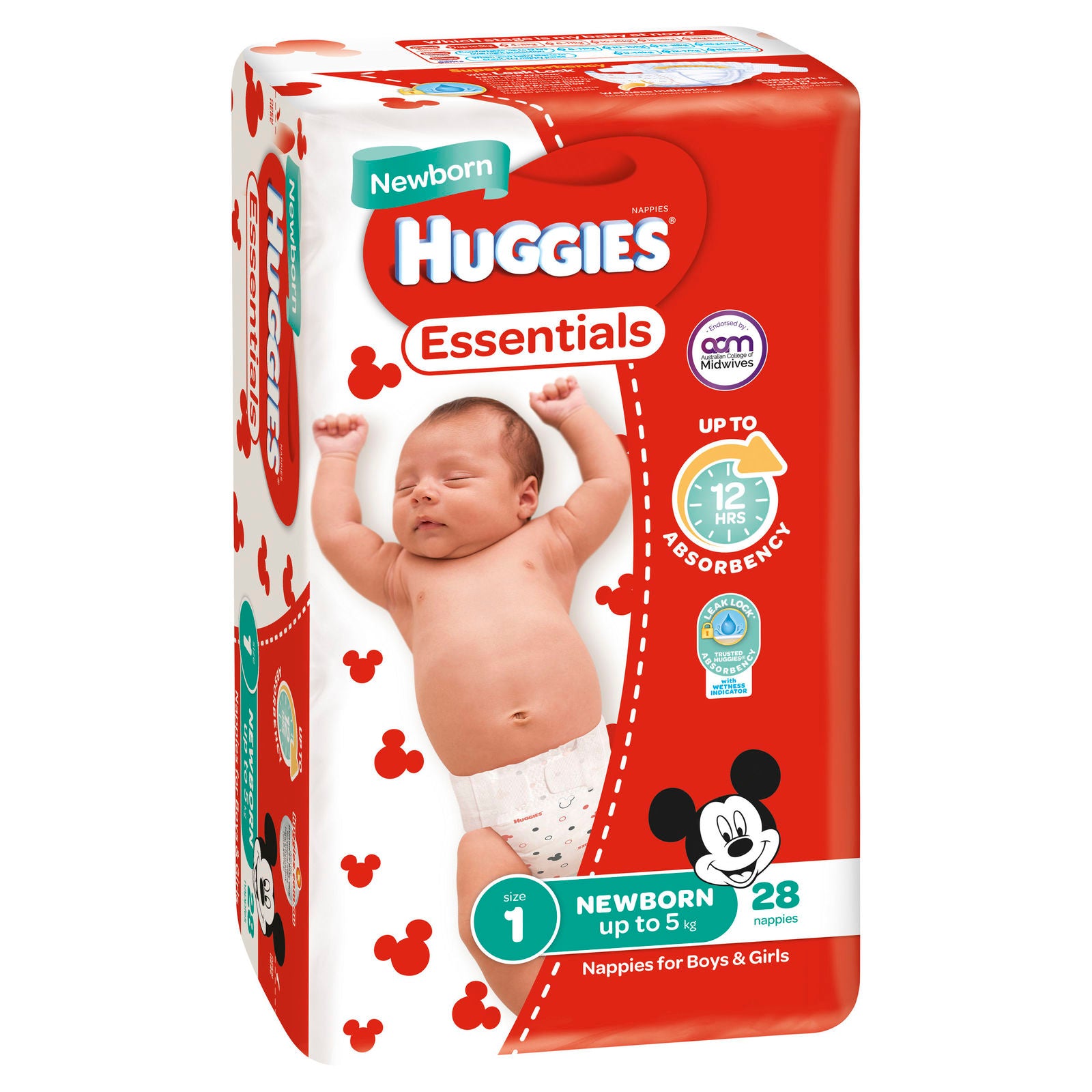 Huggies Essential Nappy Newborn Up To 5 kg 28 pk