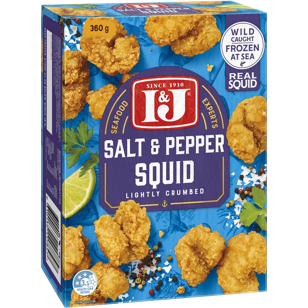 I&J Salt & Pepper Squid Lightly Crumbed 360g