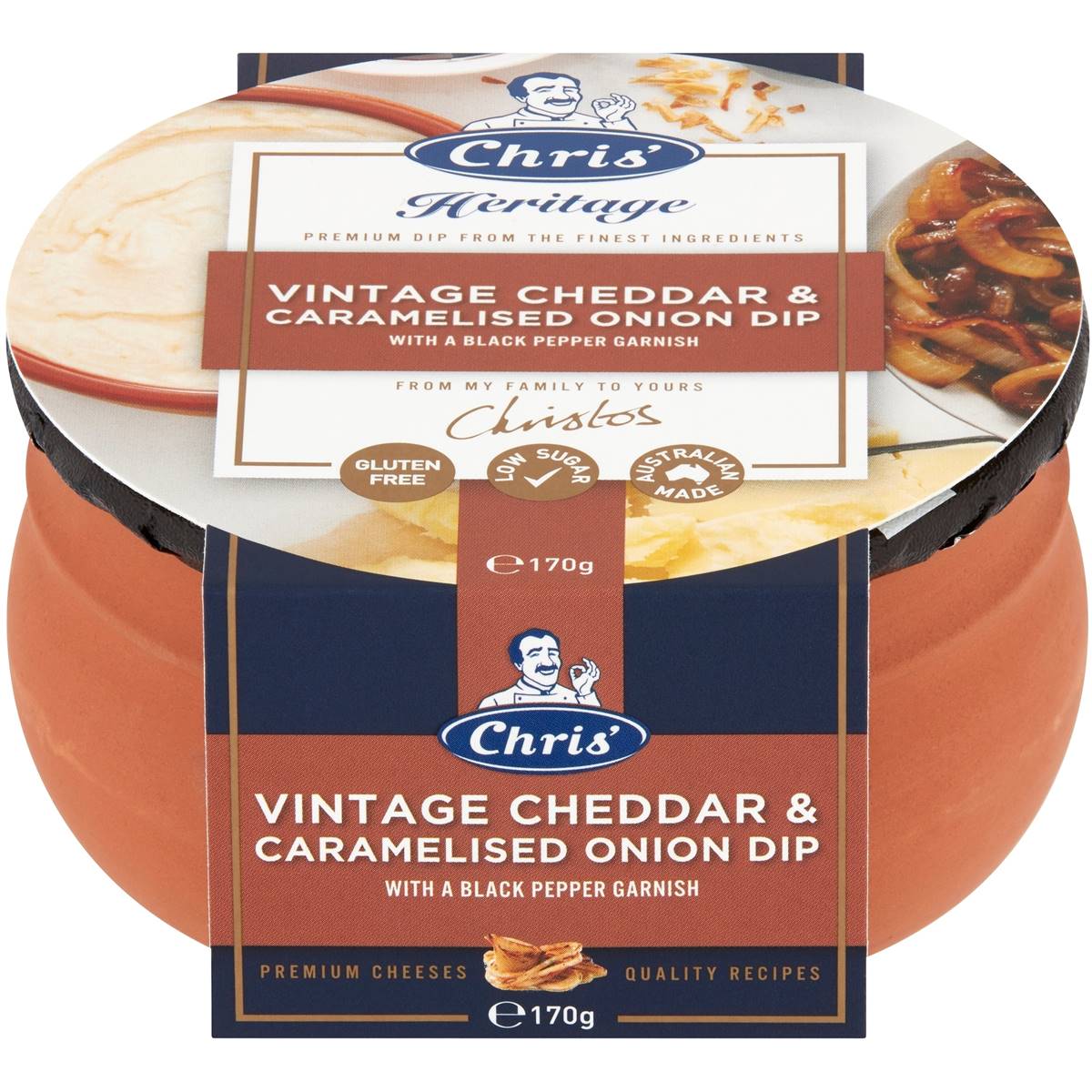 Chris Heritage Vintage Cheddar & Caramelized Onion Dip 170g