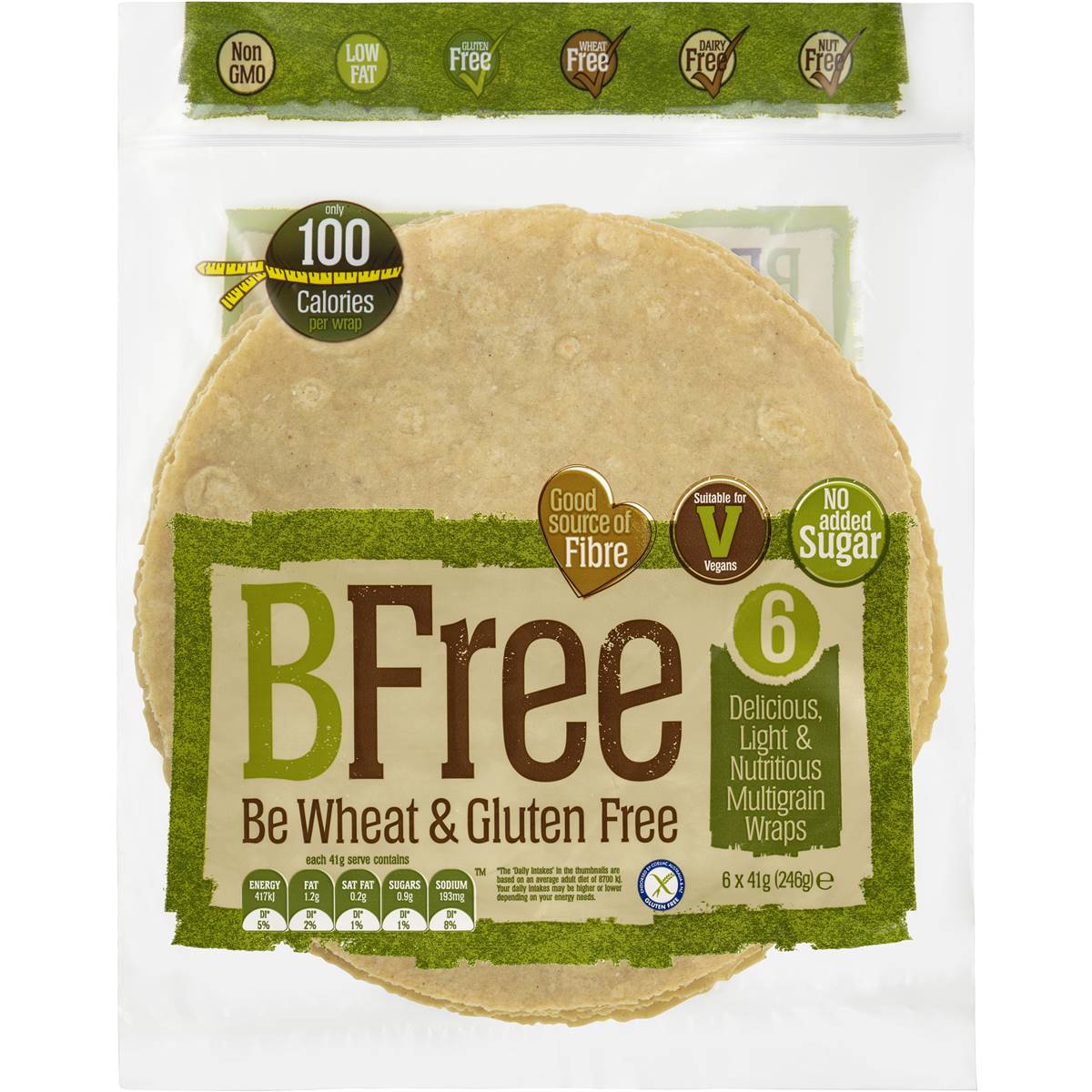 BFree Gluten Free Multigrain Wraps 6pk