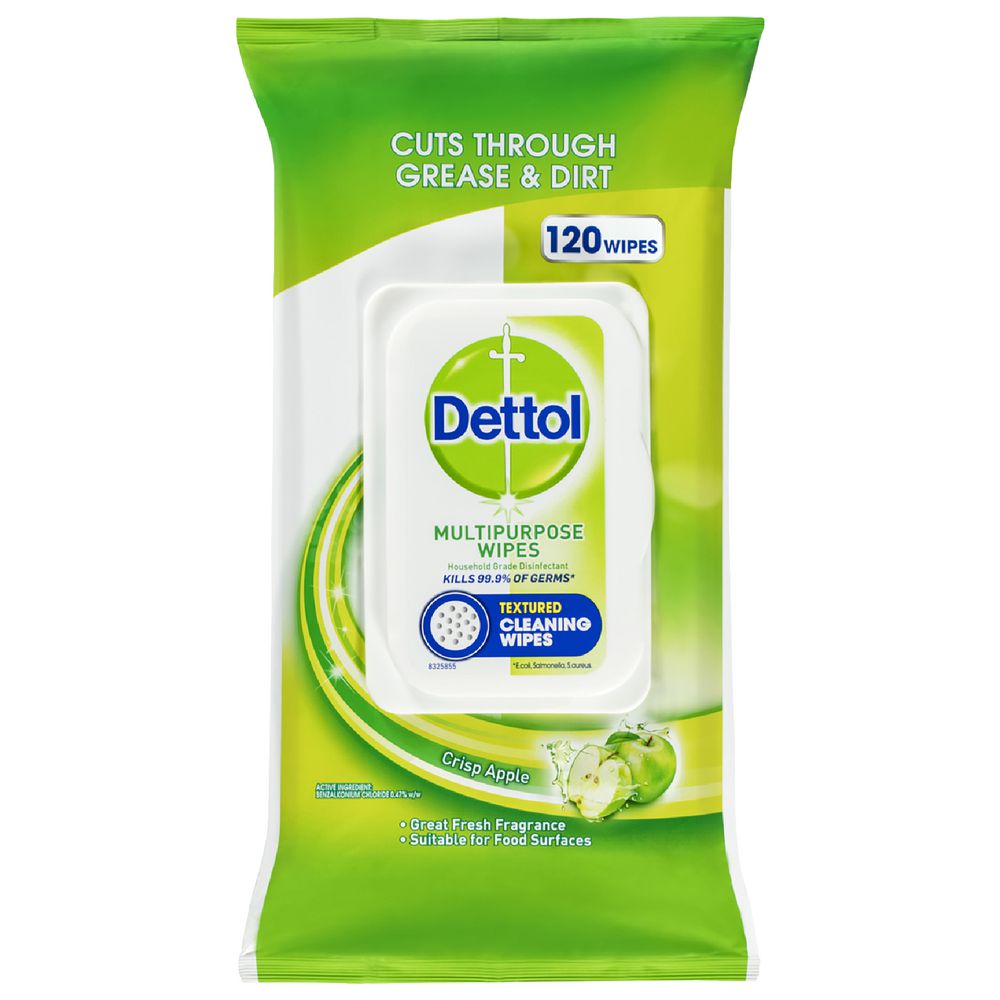 Dettol Multipurpose Antibacterial Cleaning Wipes Crisp Apple 120pk