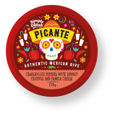 Picante Mexican Dips Grilled Peppers, Chipotle & Panela 170g