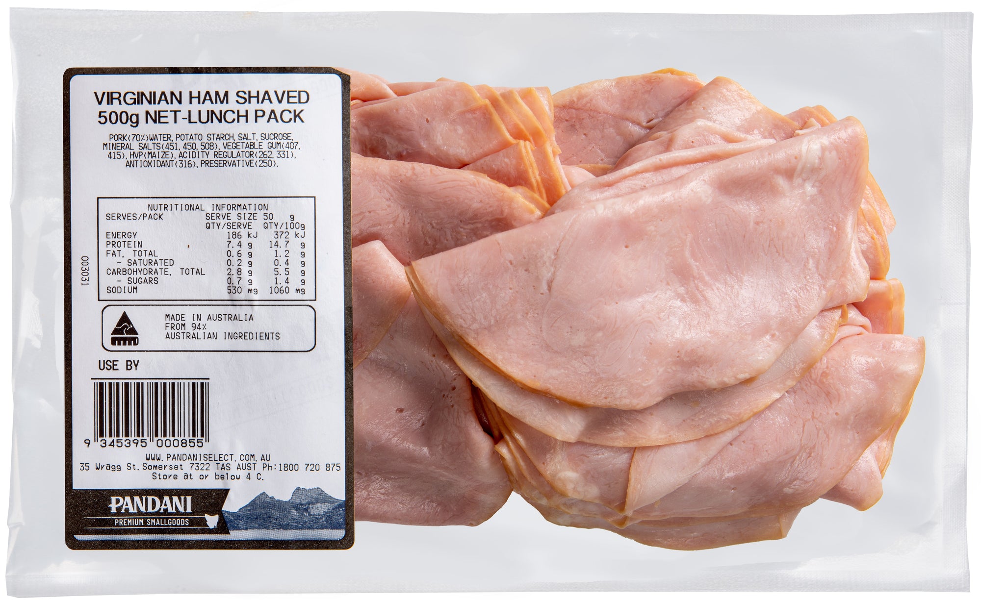 Pandani Virginian Ham Shaved 500g